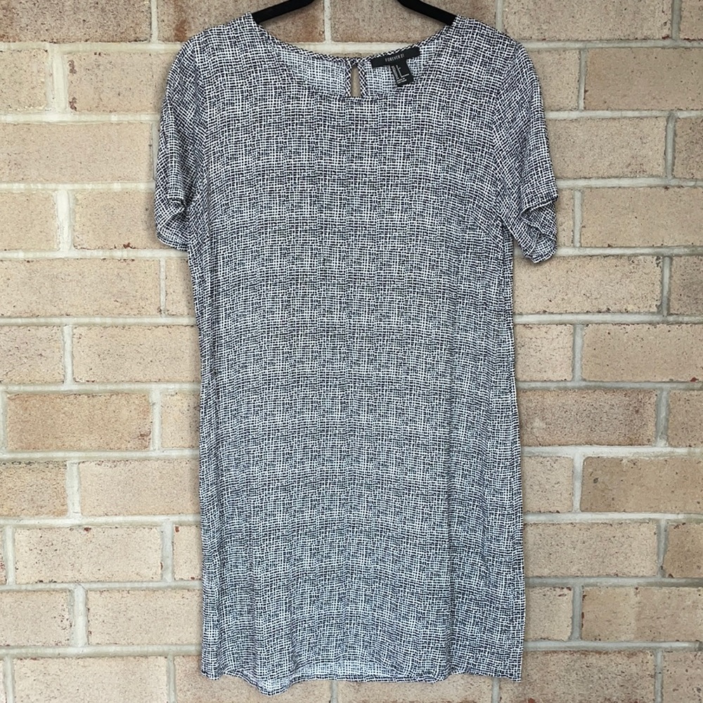 Pin Check Pattern Shift Mini Dress